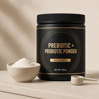 Poudre prébiotique et probiotique en gros 300g, complément synbiotique sans saveur avec emballage personnalisé en pot et en sachet
