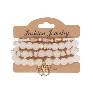 Joyería de moda, conjunto de pulseras con cuentas y dijes del Árbol de la Vida, de varias capas, con piedras naturales, unisex, regalo 2023 - Product Image 2