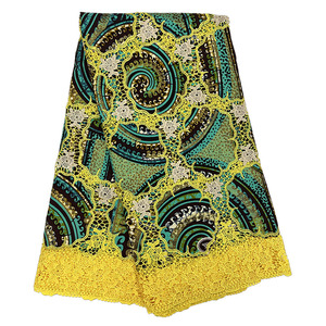 Tissu en coton jersey imprimé wax africain vert pour vêtements de mode, dentelle et broderie - Product Image 1