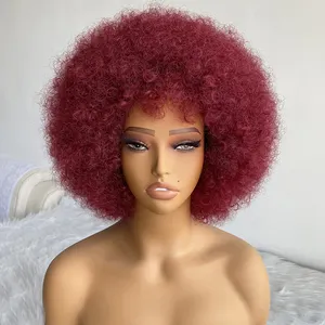 10inch African American Glueless Wigs High Puff Afro Curly Heat Resistant Synthetic Hair Wigs Black Short Afro Kinky Curly Wigs