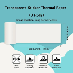 <span class=keywords><strong>Phomemo</strong></span> autocollant Transparent papier thermique 53mm autocollant auto-adhésif 3 rouleaux pour M02 série/M03/ M03AS/ <span class=keywords><strong>M04S</strong></span>/M04AS Mini imprimante - Product Image 2