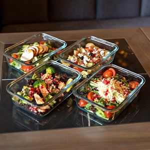 Contenants de conservation hermétiques en verre borosilicate avec couvercles, écologiques, pour préparation de repas et déjeuner, capacité 0,5-1L, avec pompe à vide manuelle - Product Image 2