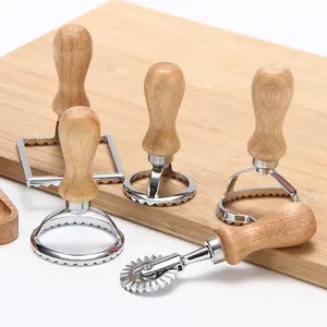 Ravioli Stamp Set Ravioli Maker Cutter with Wooden Handle for Ravioli Pasta Dumplings Lasagna Pierogi Leading Dough Cutter