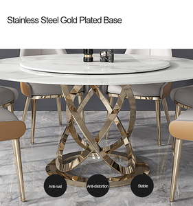 Vòng Trắng Xoay Bàn Ăn 6 Ghế Đặt Với 8MM Tempered Glass Bảng Top Thép Không Gỉ Cơ Sở Lười Biếng <span class=keywords><strong>Susan</strong></span> Bếp Cảm Ứng - Product Image 5