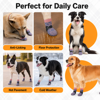 Chaussettes antidérapantes pour chiens avec sangles, en coton rayé, douces, respirantes, protection des pattes pour chiens âgés, de taille moyenne et grande
