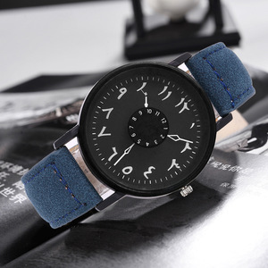 <span class=keywords><strong>Montre</strong></span> pour homme Bracelet en cuir Chiffres arabes Montres à <span class=keywords><strong>cadran</strong></span> rotatif pour la mode masculine Montres-bracelets à quartz décontractées Reloj - Product Image 3