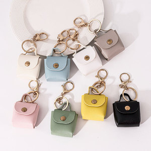 Cute Pink Mini PU Leather Bag Keychain Waterproof Bag Decoration Accessories with Fashionable Bag Charm Promotional Lanyards