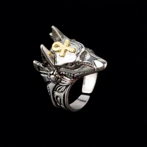 Bague ouverte réglable en alliage, style rétro punk <span class=keywords><strong>européen</strong></span>-américain, motif serpent, lézard, <span class=keywords><strong>chien</strong></span>, pharaon, exagérée et imposante, unisexe, électroplaquée - Product Image 5