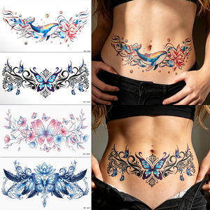 Tatuaje Temporal Sexy de Alas de Mariposa Rosa <span class=keywords><strong>para</strong></span> Debajo del Busto, Arte Corporal <span class=keywords><strong>para</strong></span> el Pecho, Tatuaje Temporal Adhesivo <span class=keywords><strong>para</strong></span> Damas - Product Image 5