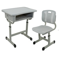 Ensemble de chaise et de bureau d'école ergonomique empilable en plastique moderne de qualité supérieure, réglable en hauteur, pour enfants - Écologique et durable