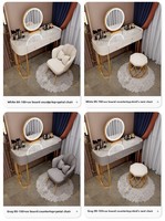Table de toilette avec miroir, espace de rangement exclusif, résistante à l'usure et durable, en bois massif