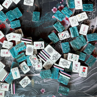 Jeu de Mahjong Floral Style Chinois avec Tuiles en Acrylique Effet Marbre Vert, Jeu de Mahjong Américain Personnalisé pour Collection, Cadeau, OEM