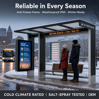Abri de bus solaire intelligent avec affichage LED double face, résistant aux intempéries, en aluminium, personnalisable OEM pour arrêt de transport et campus