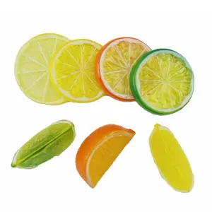 5cm 시뮬레이션 플라스틱 가짜 인조 오렌지 레몬 웨지 수지 조각 블록 인공 오렌지 조각