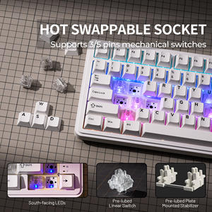 <span class=keywords><strong>Clavier</strong></span> de jeu mécanique XVX M75 Lumina Tri-Mode 75% avec rétroéclairage RVB, <span class=keywords><strong>clavier</strong></span> blanc en forme de cœur, cadeau pour la Saint-Valentin - Product Image 6