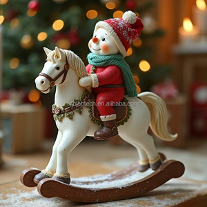 Giáng sinh mới người tuyết ngồi trên một chiếc xe đong đưa bức tượng nhựa thủ công Nhà sản xuất bán buôn tùy chỉnh nhựa trang trí lễ hội Quà Tặng - Product Image 3