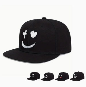 Viral 5 Styles Smile Embroidery Snapback Hat <b>Men</b> Women Hip Hop <b>Flat</b> Brim Baseball <b>Cap</b> Streetwear Sun <b>Cap</b> - Product Image 6