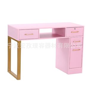 Mesa de Manicura Rosa con Cajón y Mecanismo de Deslizamiento Silencioso, Estación de Manicura Contemporánea - Product Image 3