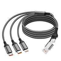 Cable de Carga Rápida 3 en 2, Cable USB Trenzado Multifuncional con USB C a Tipo C de 8 Pines Micro para iPhone y Samsung