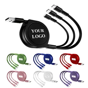 Custom Promotional Charging Cable Mobile Phone Data Cable 3 in 1 Micro Multi USB Charger Cable For Activity Gift Usb with logo