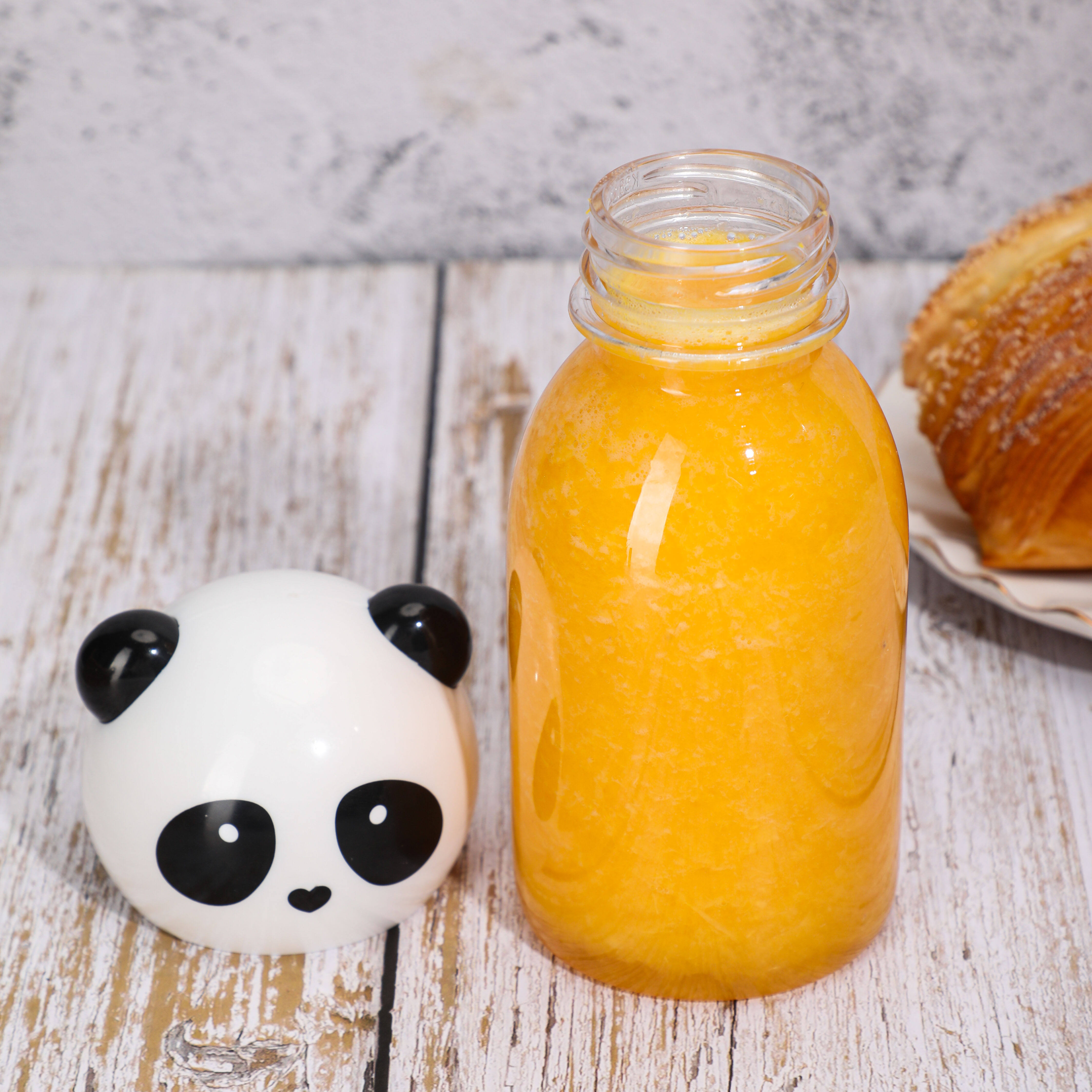 Cute Panda Animal Shaped Juice Beverage Milk Tea Smoothie Cup Bubble Boba Tea Plastic Bottles with Lid