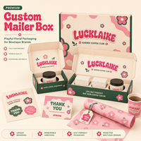 Boîte d'emballage personnalisée écologique avec motif floral, boîte à courrier ondulée pour abonnement à du café, cadeau et marques de boutiques