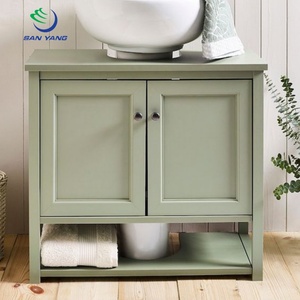 White Shaker Plywood Vanity <strong>Bathroom</strong> Cabinet Wooden <strong>Bathroom</strong> Cabinet Toilet <strong>Tall</strong> <strong>Storage</strong> with Glass Door From China - Product Image 1