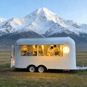 Carrito de Comida Móvil de Acero Inoxidable Blanco Puro con 4 Ruedas e Iluminación Cálida para Helados, Campamentos, Comida y Bebidas Gourmet - Product Image 2