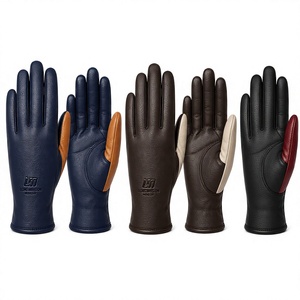 Gants en cuir LM, longueur poignet, doublure fourrée, thermiques, écologiques, compatibles écran tactile, usage quotidien hiver, style uni, design personnalisé pour votre marque - Product Image 5