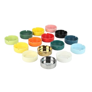Cendrier rond en céramique avec logo personnalisé, design coloré, sans fumée, pour la promotion, accessoires pour fumeurs - Product Image 1