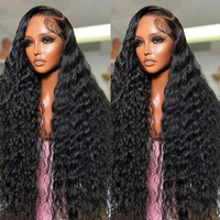 Perruque sans colle, coupe dégradée, avec closure en dentelle HD 4x4/5x5/6x, effet peau naturelle, pré-épilée, longue, en cheveux humains Remy, style Deep Wave