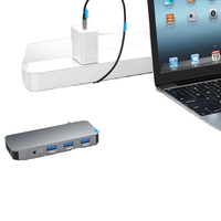 Adaptor Multiport USB C 11 in 1, dengan 2 HD 4K 30Hz 4 USB 3.0 HUB 3.5MM AUX 11 stasiun Dok Port untuk pemisah Laptop