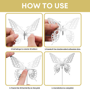 Xieli زينة العام الجديد لوازم الحفلات 3D فراشة ورقة كعكة ممتاز - Product Image 4