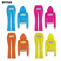 Ensemble de survêtement personnalisable à étiquette privée, 2 pièces, veste à capuche en molleton uni, pantalon long, coton et élasthanne, tenue décontractée pour femme, automne