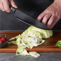 Ensemble de couteaux de cuisine haut de gamme, revêtement antiadhésif noir, couteaux de chef professionnels avec bloc à couteaux