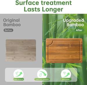 Ensemble de 3 planches à découper en bambou pour la cuisine, planches à découper en bois épais avec rainure profonde pour <span class=keywords><strong>le</strong></span> jus, pour la viande, les <span class=keywords><strong>l</strong></span>égumes, la préparation du barbecue - Product Image 5