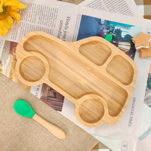 Nuevo Diseño Ecológico, No Tóxico, Libre de BPA, Juego de Plato y Tazón de Bambú para Bebé con Diseño Animal Minimalista para Niños - Product Image 5