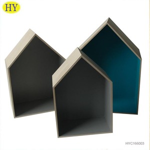 Décoration De la <span class=keywords><strong>maison</strong></span> En Bois Inachevé <span class=keywords><strong>Maison</strong></span> <span class=keywords><strong>Forme</strong></span> Étagère Murale - Product Image 4