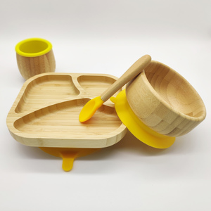 Amazon sells Bamboo bowl baby silicone suction bowl bamboo plate bowl