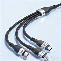 Câble de charge USB tressé en nylon rapide 3 en 1, cordon de charge multi-téléphones avec ports Type C et Micro L pour téléphones portables