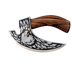 Tête de hache Tomahawk à dos plat en tissu Ahmad, lame en acier à haute teneur en carbone à 4 tranchants, manche en bois de rose, coupe-pizza, étui en cuir - Product Image 3