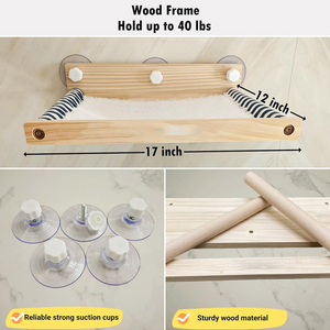 Hamac de fenêtre en bois pour perchoir d'oiseaux - Product Image 3