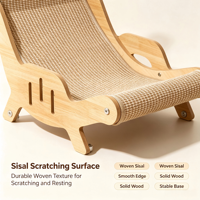 Chaise longue griffoir pour chat 2-en-1 en panneau de densité avec corde de chanvre écologique, surface résistante à l'usure, lit ergonomique inclinable pour chat