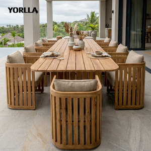 Set <span class=keywords><strong>da</strong></span> Pranzo <span class=keywords><strong>da</strong></span> Giardino in Teak per Esterni, Mobili <span class=keywords><strong>da</strong></span> Patio Moderni Resistenti alle Intemperie, <span class=keywords><strong>Tavolo</strong></span> <span class=keywords><strong>da</strong></span> Pranzo in Legno, Set <span class=keywords><strong>da</strong></span> <span class=keywords><strong>12</strong></span> Pezzi - Product Image 2