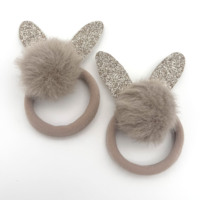 Accessoires pour cheveux de filles, petits pompons moelleux en forme de lapin, élastiques pour queue de cheval et élastiques pour bébés filles et tout-petits