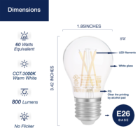 Offre Spéciale 3000K 800lm 8W E26 Ampoules LED A15 givrées à base pour usage résidentiel