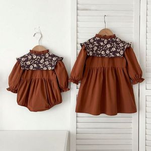Autumn <strong>Kids</strong> Girls Long Sleeved <strong>Dress</strong> Newborn Baby Flower Printing Romper Children's Cotton Clothes - Product Image 3
