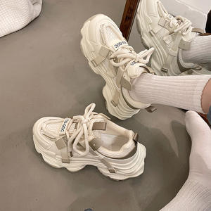 Chaussures de sport respirantes en maille pour femme, style printemps, décontractées, à lacets, semelle épaisse, non imprimées, rehaussantes, excellentes - Product Image 6