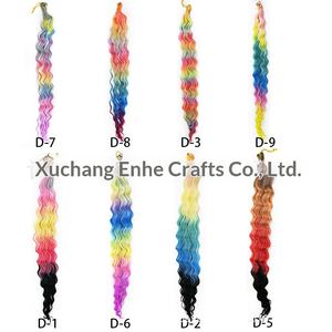 Perruque de tresses au crochet à ondulations profondes africaines dégradées, <span class=keywords><strong>cheveux</strong></span> longs <span class=keywords><strong>bouclés</strong></span>, boucles latino-américaines, en fibre chimique, fabrication à la machine, pour le marché international - Product Image 5