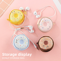 Écouteurs filaires intra-auriculaires pour enfants, motif donut mignon, avec microphone, chipset JL, étanches IPX-1, étui de rangement inclus
